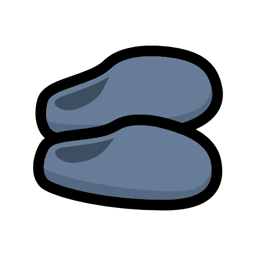 A pair of desaturated blue slippers.